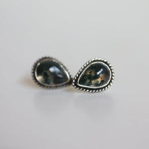 Moss Agate Earrings - Moss Agate Posts - Green Moss Agate Studs - Sterling Silver