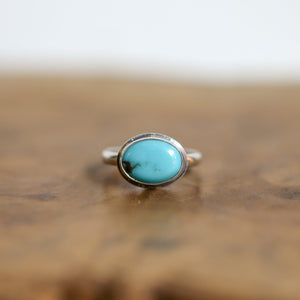 East West Turquoise Ring - Sterling Silver Ring - Ready to Ship - OOAK