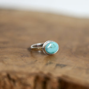 East West Turquoise Ring - Sterling Silver Ring - Ready to Ship - OOAK