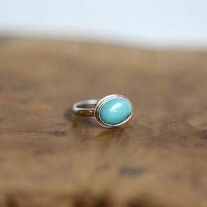 East West Turquoise Ring - Sterling Silver Ring - Ready to Ship - OOAK