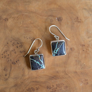 BlackJack Turquoise Drop Earrings - Choose Your Pair - Black Jack - Sterling Silver