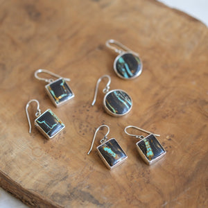 BlackJack Turquoise Drop Earrings - Choose Your Pair - Black Jack - Sterling Silver