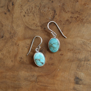 Ready To Ship - Turquoise Oval Drop Earrings - Choose Your Pair - .925 Sterling Silver - OOAK