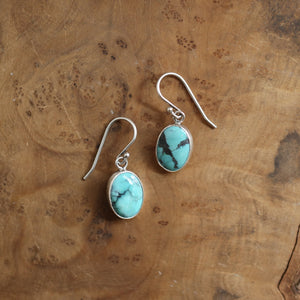 Ready To Ship - Turquoise Oval Drop Earrings - Choose Your Pair - .925 Sterling Silver - OOAK