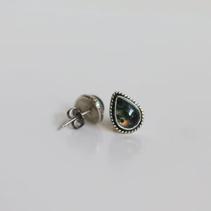 Moss Agate Earrings - Moss Agate Posts - Green Moss Agate Studs - Sterling Silver