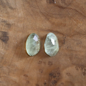 Prehnite Drop Earrings - Prehnite Earrings - French Clip Earrings - Silversmith Earrings - OOAK