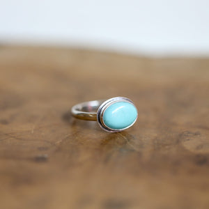 East West Turquoise Ring - Sterling Silver Ring - Ready to Ship - OOAK