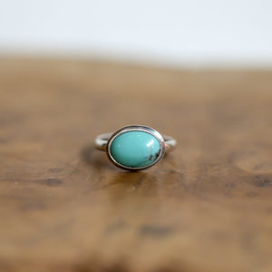 East West Turquoise Ring - Sterling Silver Ring - Ready to Ship - OOAK