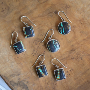 BlackJack Turquoise Drop Earrings - Choose Your Pair - Black Jack - Sterling Silver