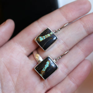 BlackJack Turquoise Drop Earrings - Choose Your Pair - Black Jack - Sterling Silver