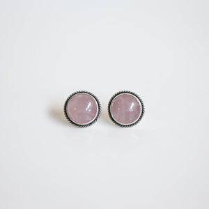 BIG Rose Quartz Traditional Posts - Sterling Silver Posts - Pink Rose Quartz Earrings