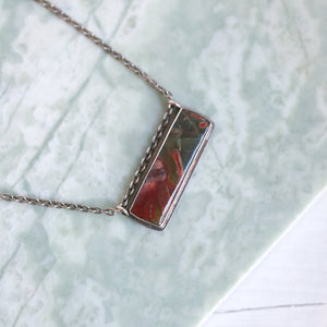 Red Creek Jasper Hanging Rock - Pendant with Chain - Red Creek Jasper Pendant