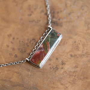 Red Creek Jasper Hanging Rock - Pendant with Chain - Red Creek Jasper Pendant