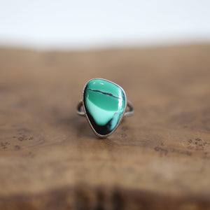 Ready to Ship - Green Variscite Ring - Emerald Rose Variscite - Silversmith Ring - Variscite in Boulder Ring