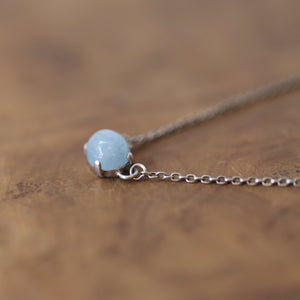 Ready to Ship - Aquamarine Necklace - Aquamarine Prong Pendant - March Birthstone - .925 Sterling Silver