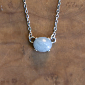 Ready to Ship - Aquamarine Necklace - Aquamarine Prong Pendant - March Birthstone - .925 Sterling Silver