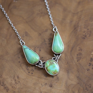 Ready to Ship - Turquoise Necklace - 3 Stone Necklace - OOAK Silversmith - 3 Stone Turquoise Necklace