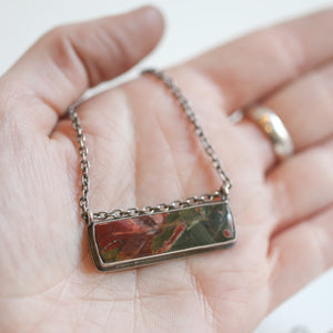 Red Creek Jasper Hanging Rock - Pendant with Chain - Red Creek Jasper Pendant