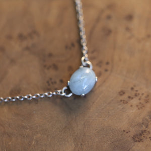 Ready to Ship - Aquamarine Necklace - Aquamarine Prong Pendant - March Birthstone - .925 Sterling Silver