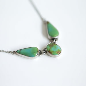 Ready to Ship - Turquoise Necklace - 3 Stone Necklace - OOAK Silversmith - 3 Stone Turquoise Necklace