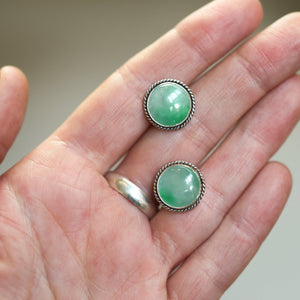 Big Jade Traditional Posts - Jade Posts - Jade Studs - .925 Sterling Silver - 12mm Jade Post Earrings