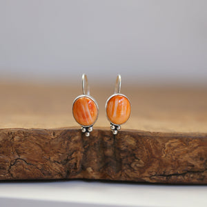 Spiny Oyster Piper Earrings - Spiny Oyster Drop Earrings - Orange Red Drop Earrings