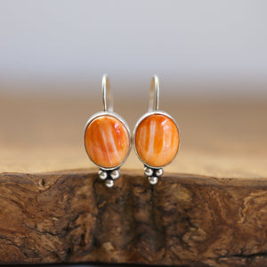 Spiny Oyster Piper Earrings - Spiny Oyster Drop Earrings - Orange Red Drop Earrings