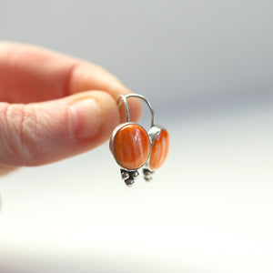 Spiny Oyster Piper Earrings - Spiny Oyster Drop Earrings - Orange Red Drop Earrings