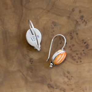 Spiny Oyster Piper Earrings - Spiny Oyster Drop Earrings - Orange Red Drop Earrings