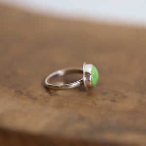 Green American Turquoise Ring - East West Turquoise Ring - Lime Green Turquoise - Sterling Silver Ring - OOAK