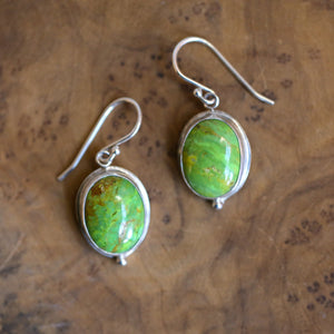 Green American Turquoise Drop Earrings - Choose Your Stone Pair - Green Turquoise Earrings