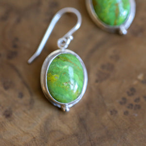 Green American Turquoise Drop Earrings - Choose Your Stone Pair - Green Turquoise Earrings