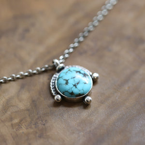 Campitos Turquoise Compass Pendant - Ready to Ship Turquoise Necklace - Sterling Silver