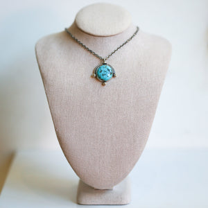 Campitos Turquoise Compass Pendant - Ready to Ship Turquoise Necklace - Sterling Silver