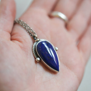 Big Blue Lapis Lazuli Pendant - Blue Sterling Silver Necklace - Silversmith Lapiz Lazuli Pendant