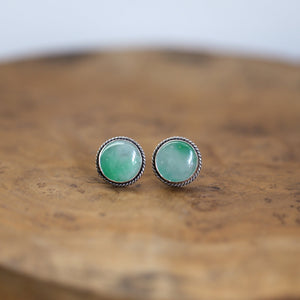 Big Jade Traditional Posts - Jade Posts - Jade Studs - .925 Sterling Silver - 12mm Jade Post Earrings