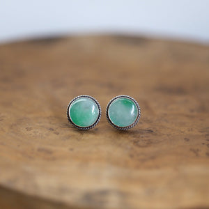 Big Jade Traditional Posts - Jade Posts - Jade Studs - .925 Sterling Silver - 12mm Jade Post Earrings