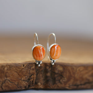 Spiny Oyster Piper Earrings - Spiny Oyster Drop Earrings - Orange Red Drop Earrings