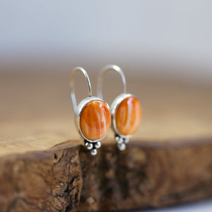 Spiny Oyster Piper Earrings - Spiny Oyster Drop Earrings - Orange Red Drop Earrings