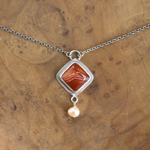 Red Agate Necklace - Red Agate Pendant - Silversmith - Red Agate Necklace