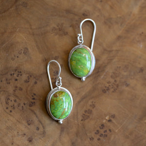 Green American Turquoise Drop Earrings - Choose Your Stone Pair - Green Turquoise Earrings