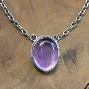 Amethyst Necklace - Purple Amethyst Pendant - Sterling Silver Chain Included