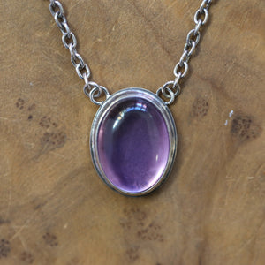 Amethyst Necklace - Purple Amethyst Pendant - Sterling Silver Chain Included