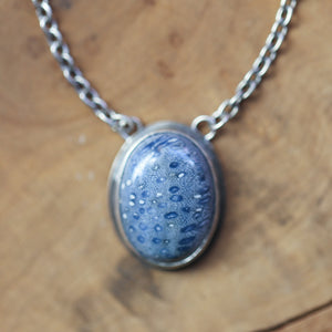 Ready to Ship - Blue Sponge Coral Necklace - Blue Sponge Coral Pendant - .925 Sterling Silver