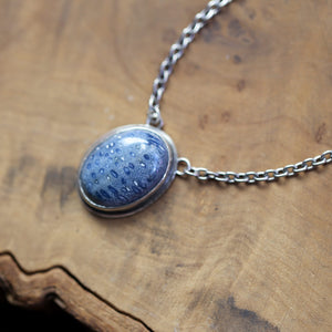 Ready to Ship - Blue Sponge Coral Necklace - Blue Sponge Coral Pendant - .925 Sterling Silver