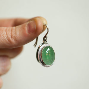 Natural Green Jade Earrings - Sterling Silver Drop Earrings - Natural Jade Drops