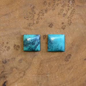 Square Turquoise Posts - Turquoise Studs - Sterling Silver Posts - Silversmith Turquoise Earrings