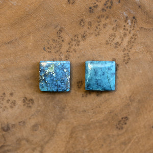 Square Turquoise Posts - Turquoise Studs - Sterling Silver Posts - Silversmith Turquoise Earrings