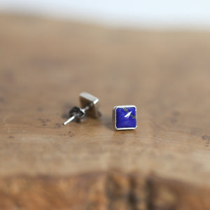 Lapis Lazuli Posts - .925 Sterling Silver - Silversmith Earrings - Modern Lapis Earrings - Lapis Studs