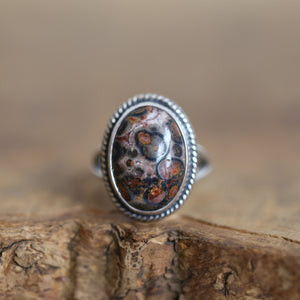 Leopard Skin Jasper Boho Ring - .925 Sterling Silver Ring - Silversmith Ring